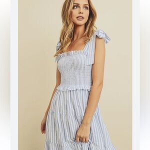 Vici Light Blue Striped Midi Dress
